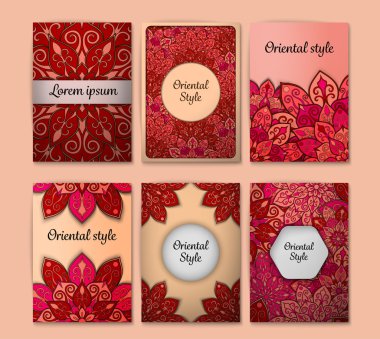 Mandala desenli el ilanları seti