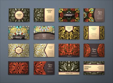 Vektör vintage kartvizit büyük set