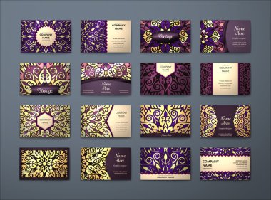 Vektör vintage kartvizit büyük set