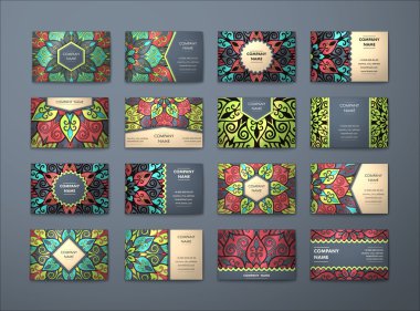 Vektör vintage kartvizit büyük set