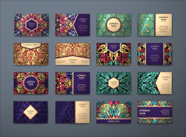 Vektör vintage kartvizit büyük set