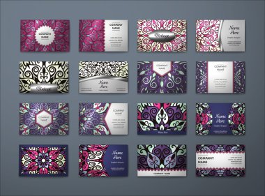 Vektör vintage kartvizit büyük set