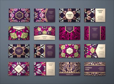 Vektör vintage kartvizit büyük set