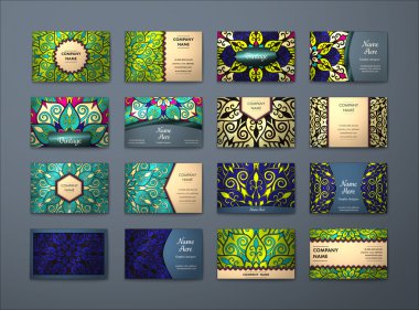 Vektör vintage kartvizit büyük set