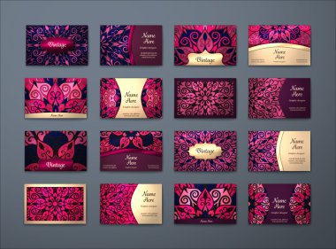 Vektör vintage kartvizit büyük set