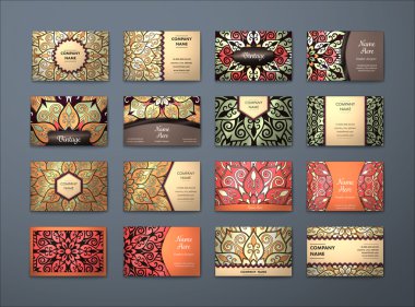 Vektör vintage kartvizit büyük set