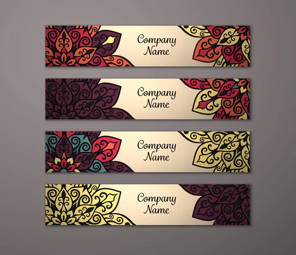 Banner sæt med blomster mandala mønster – Stock-vektor