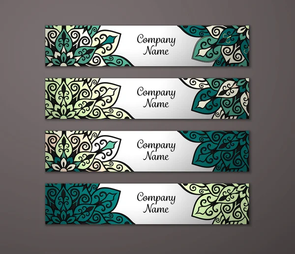 Juego de pancartas con patrón de mandala floral — Vector de stock