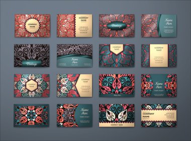 Vektör vintage kartvizit büyük set