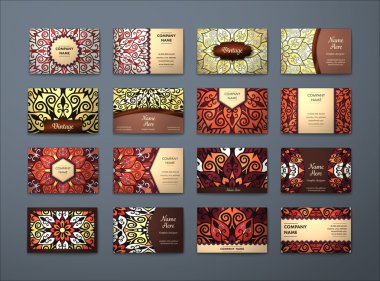 Vektör vintage kartvizit büyük set