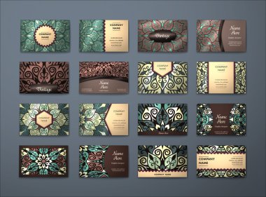 Vektör vintage kartvizit büyük set