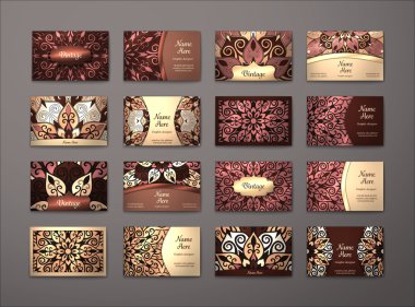 Vektör vintage kartvizit büyük set