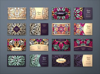 Vektör vintage kartvizit büyük set