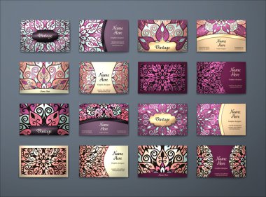 Vektör vintage kartvizit büyük set