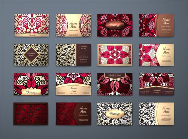 Vektör vintage kartvizit büyük set