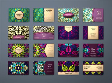 Vektör vintage kartvizit büyük set