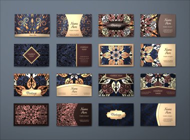 Vektör vintage kartvizit büyük set