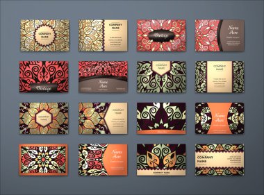 Vektör vintage kartvizit büyük set