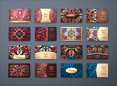 Vektör vintage kartvizit büyük set