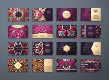 Vektör vintage kartvizit büyük set