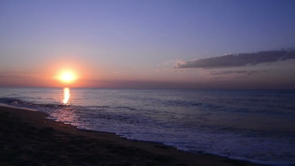 黎明在黑海海岸，浪 — 图库视频影像