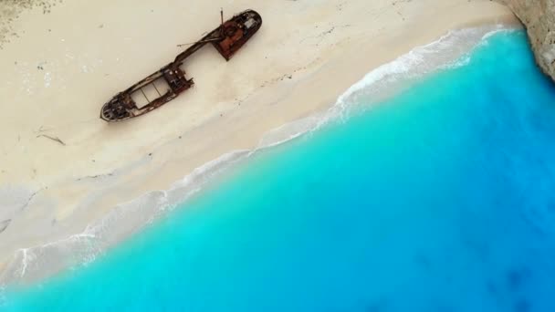 Naufrage Plage de l'île de Zante par une journée ensoleillée — Video