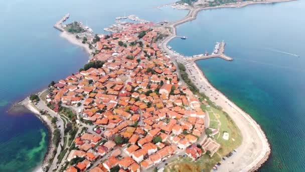Cidade antiga de Nessebar vista aérea. — Vídeo de Stock