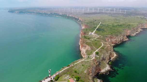 Vista aérea del cabo Kaliakra. — Vídeos de Stock