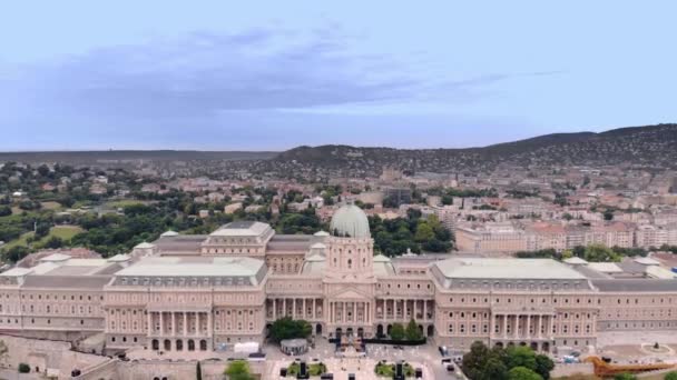 Buda Castle Royal Palace aerial view. — Stock Video