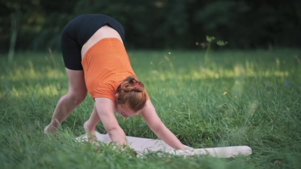 Vrouw doet yoga. — Stockvideo