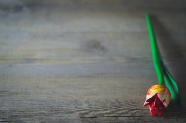 Vintage bir masada ahşap Lale