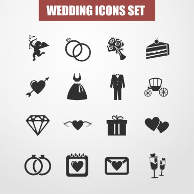 Simgeler düğün vektör ayarla