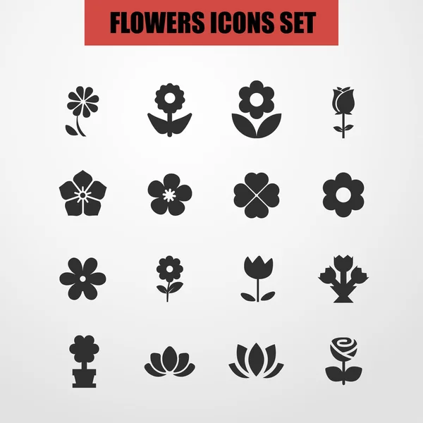 Bloemen die vector Icons Set — Stockvector