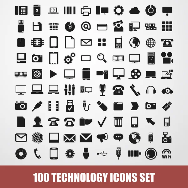 100 iconos de la tecnología set vector — Vector de stock