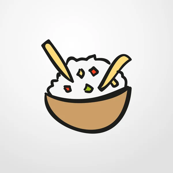 Tazón de arroz icono. tazón de signo de arroz — Vector de stock