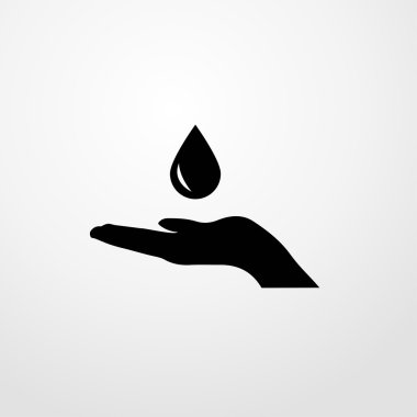 bir el simgesine yağmur damlası. bir el işareti üzerinde yağmur damlası