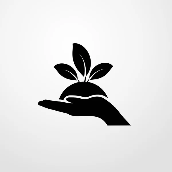 Planter sur une icône de main. plante sur un signe de main — Image vectorielle