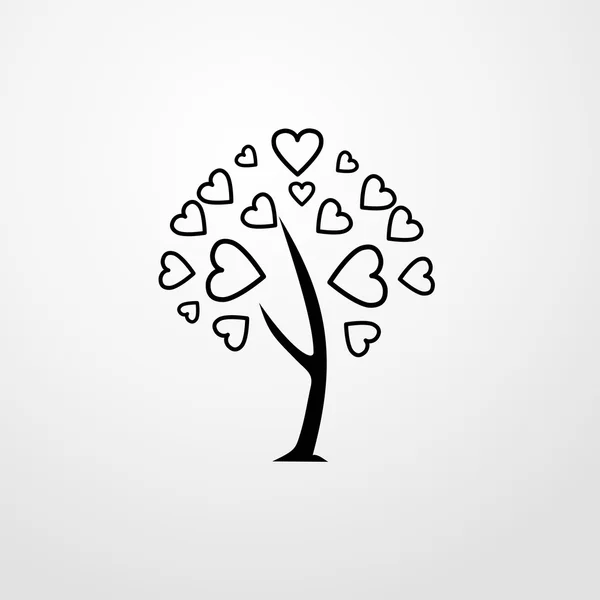 Árvore do ícone do amor. árvore de sinal de amor —  Vetores de Stock