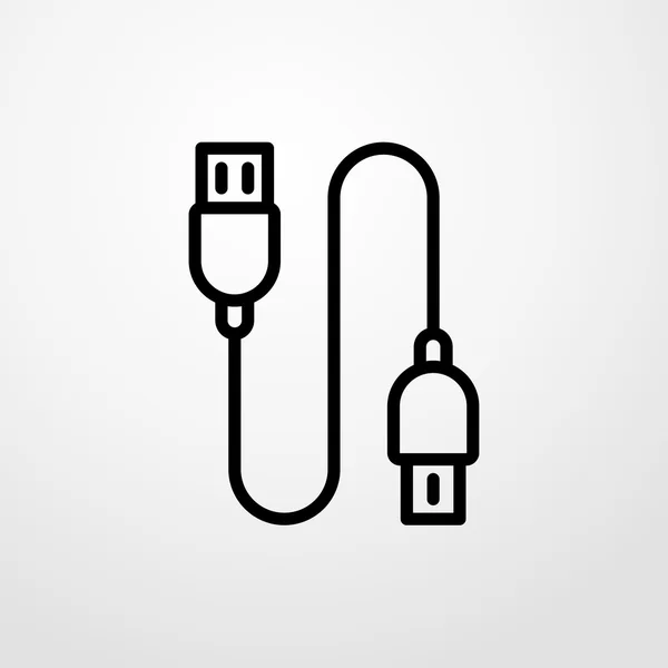 Usb icono de cable. señal de cable USB — Vector de stock
