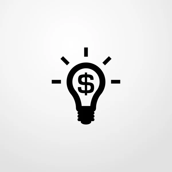 Lâmpada ligada com ícone de dólar. lâmpada ligada com sinal de dólar — Vetor de Stock