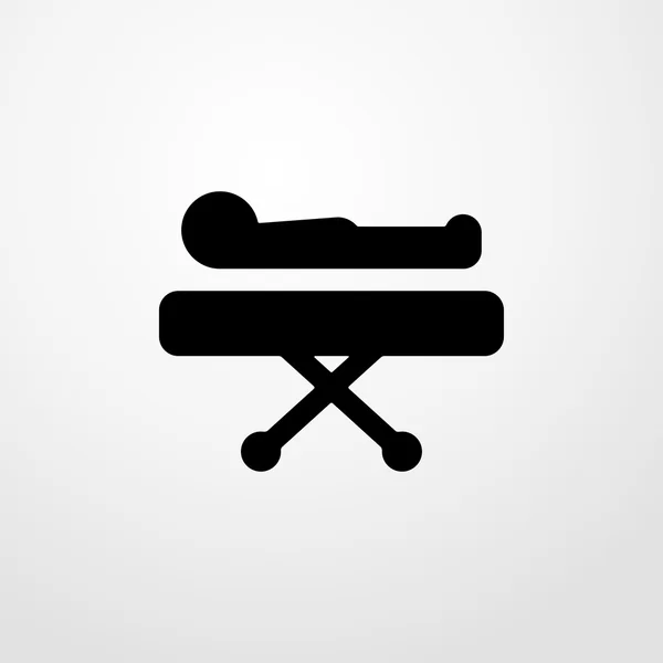 Paciente en un icono de camilla. diseño plano — Vector de stock