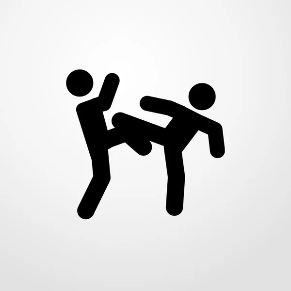 Dos chicos demuestran el ícono del karate. diseño plano — Vector de stock