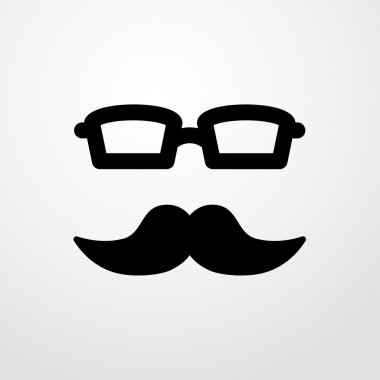 gözlük simgesi bıyıklı. Düz tasarım