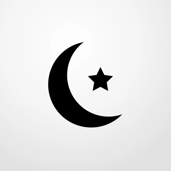 Bulan sabit islam dengan ikon bintang. Rancangan datar - Stok Vektor