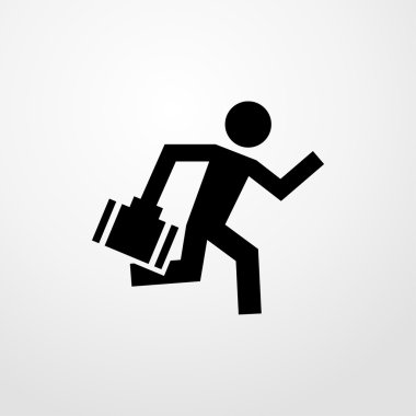 bavul simgesi ile çalışan işçi. Düz tasarım