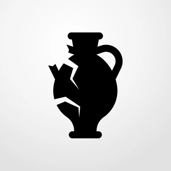 Broken amphora icon. Flat design — Stock Vector