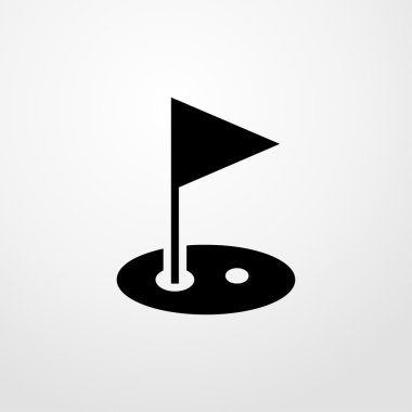 Golf delik ve bayrak simgesi. Düz tasarım