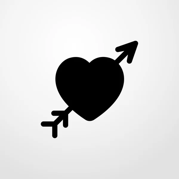 Ikon jantung dan panah. Rancangan datar - Stok Vektor