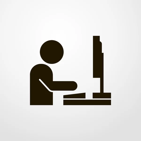 Man behind computer icon. Flat design — Stock Vector