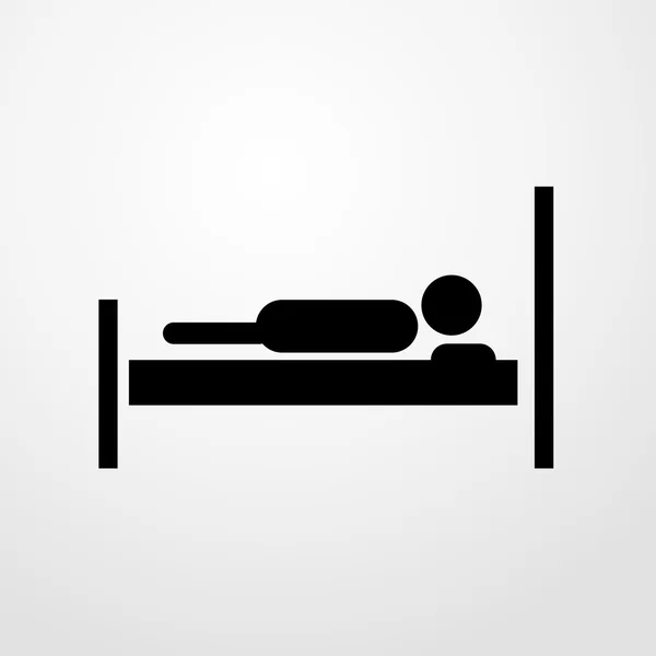 Hombre en la cama icono. Diseño plano — Vector de stock